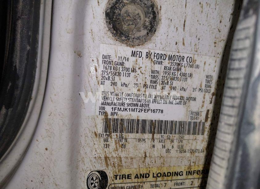 Photo 9 of 2015 Ford Expedition EL PLATINUM (VIN 1FMJK1MT2FEF16778)