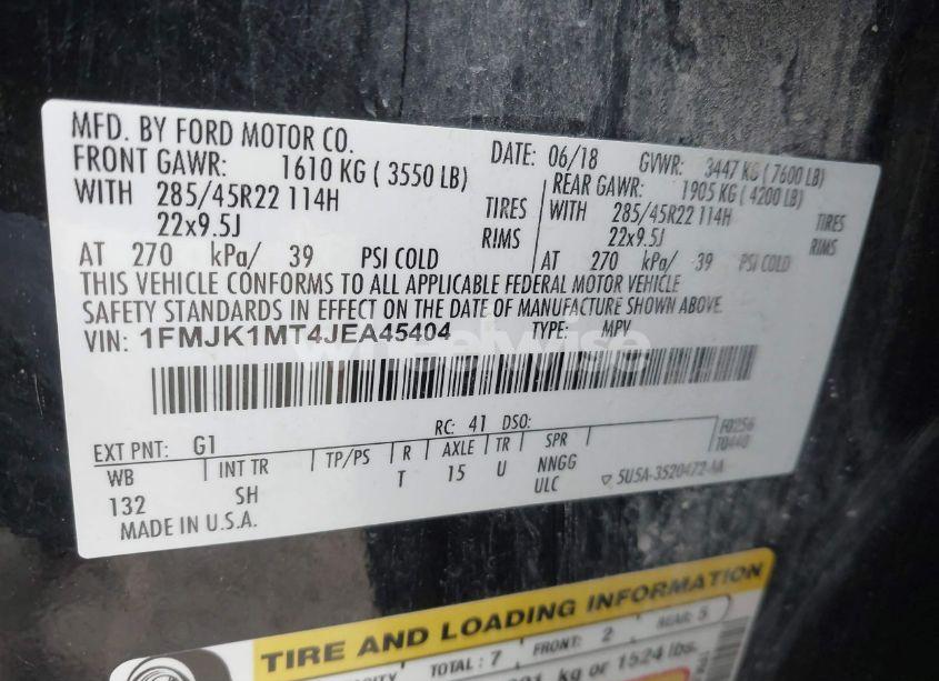 Photo 9 of 2018 Ford Expedition MAX PLATINUM (VIN 1FMJK1MT4JEA45404)