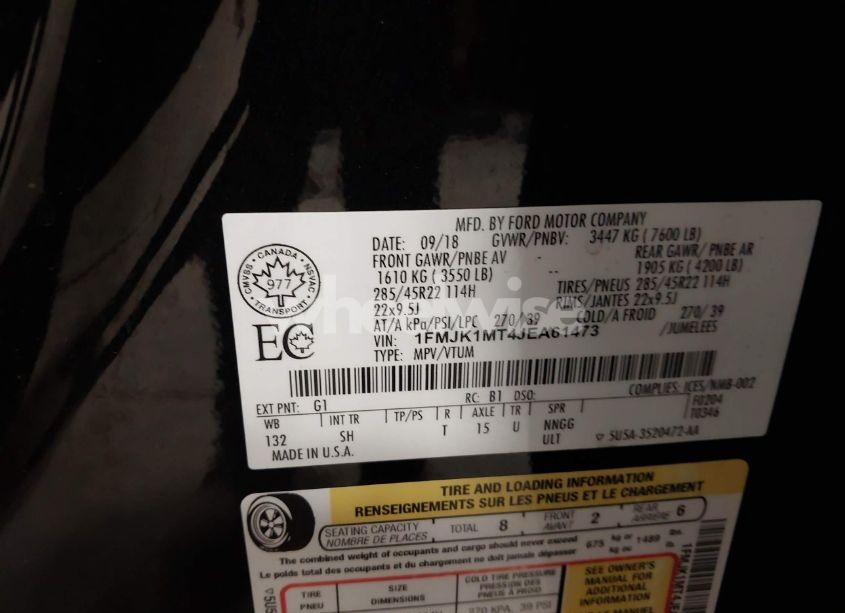 Photo 9 of 2018 Ford Expedition MAX PLATINUM (VIN 1FMJK1MT4JEA61473)