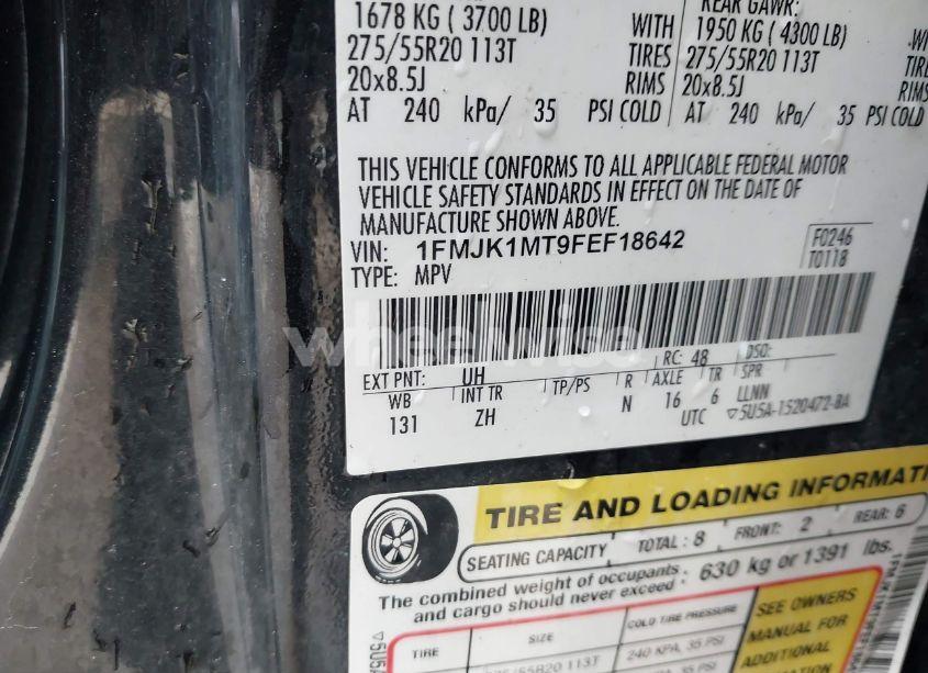 Photo 9 of 2015 Ford Expedition EL PLATINUM (VIN 1FMJK1MT9FEF18642)