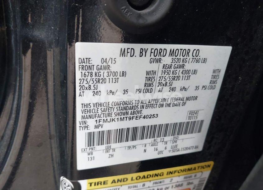 Photo 9 of 2015 Ford Expedition EL PLATINUM (VIN 1FMJK1MT9FEF40253)