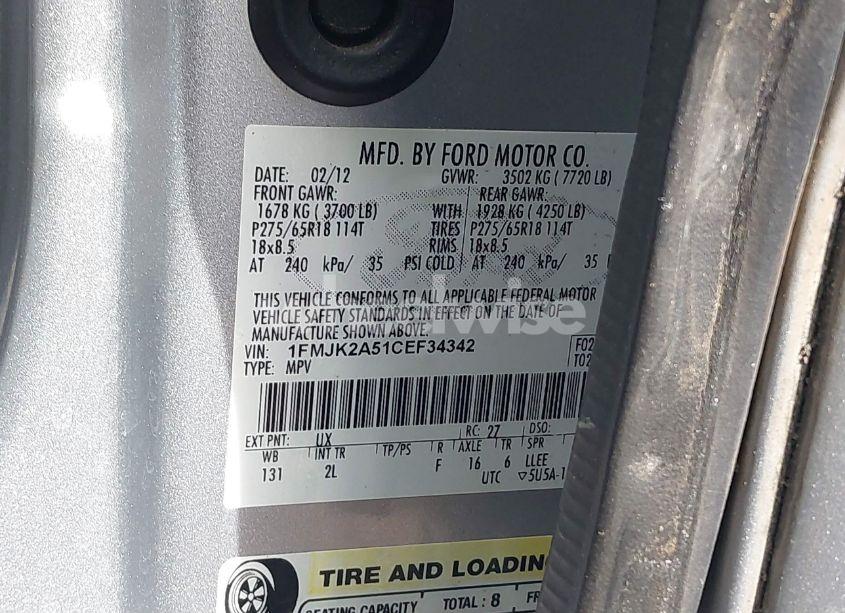 Photo 9 of 2012 Ford Expedition EL LIMITED (VIN 1FMJK2A51CEF34342)