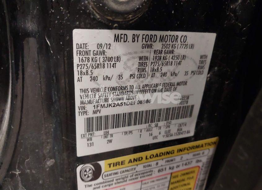 Photo 9 of 2013 Ford Expedition EL LIMITED (VIN 1FMJK2A51DEF08986)