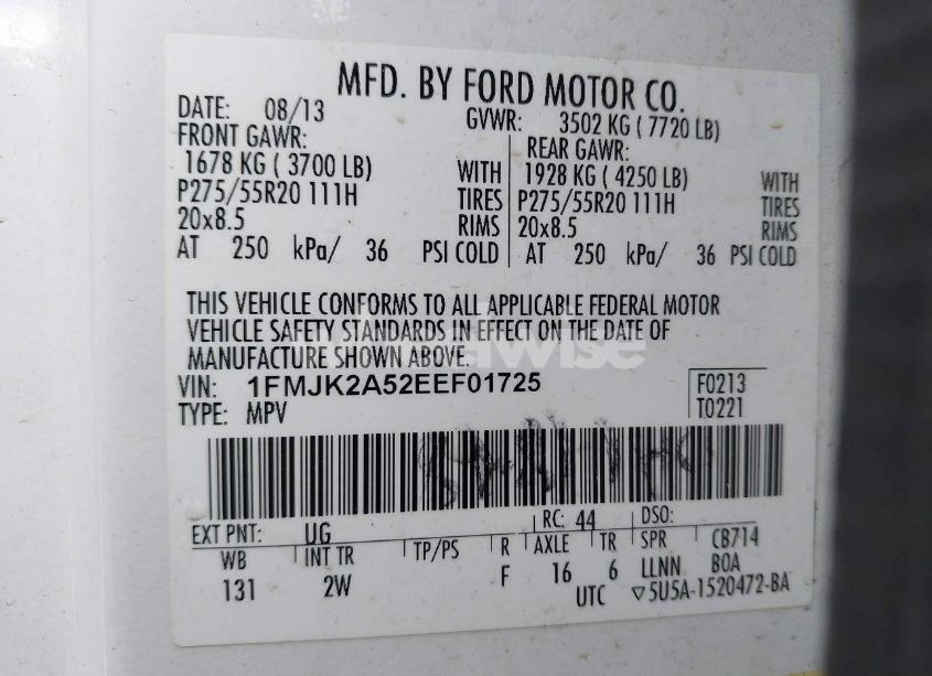 Photo 9 of 2014 Ford Expedition EL LIMITED (VIN 1FMJK2A52EEF01725)