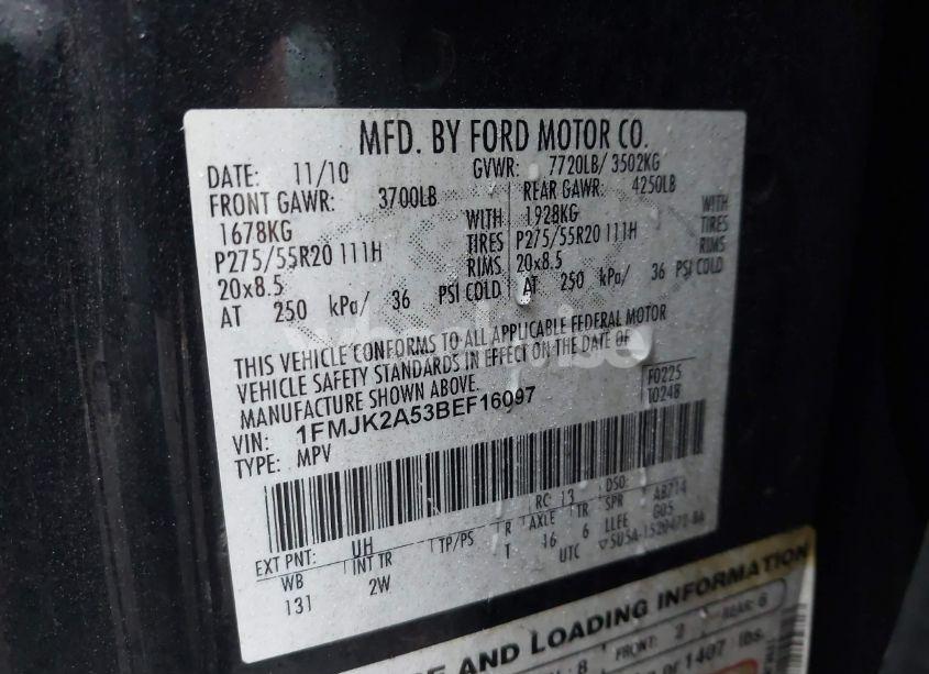 Photo 9 of 2011 Ford Expedition EL LIMITED (VIN 1FMJK2A53BEF16097)