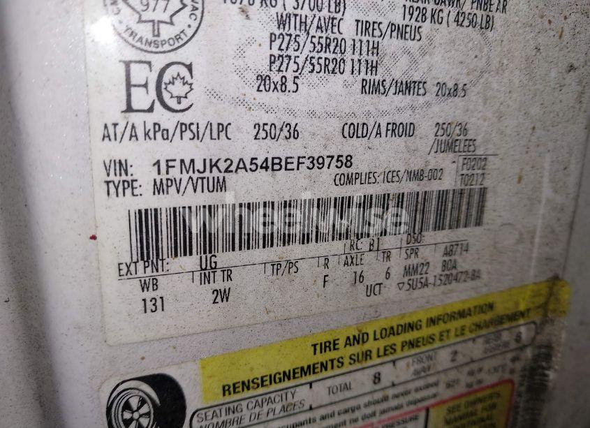 Photo 9 of 2011 Ford Expedition MAX LIMITED (VIN 1FMJK2A54BEF39758)