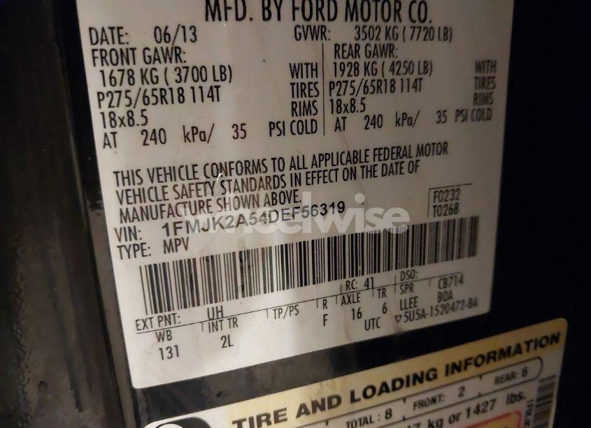 Photo 9 of 2013 Ford Expedition EL LIMITED (VIN 1FMJK2A54DEF56319)