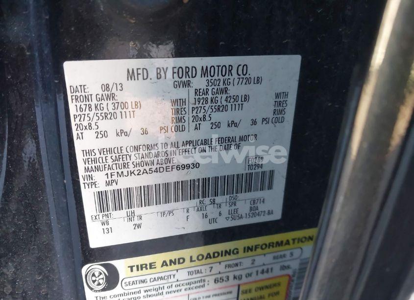 Photo 9 of 2013 Ford Expedition EL LIMITED (VIN 1FMJK2A54DEF69930)