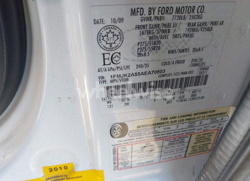 Photo 9 of 2010 Ford Expedition EL LIMITED (VIN 1FMJK2A55AEA70503)