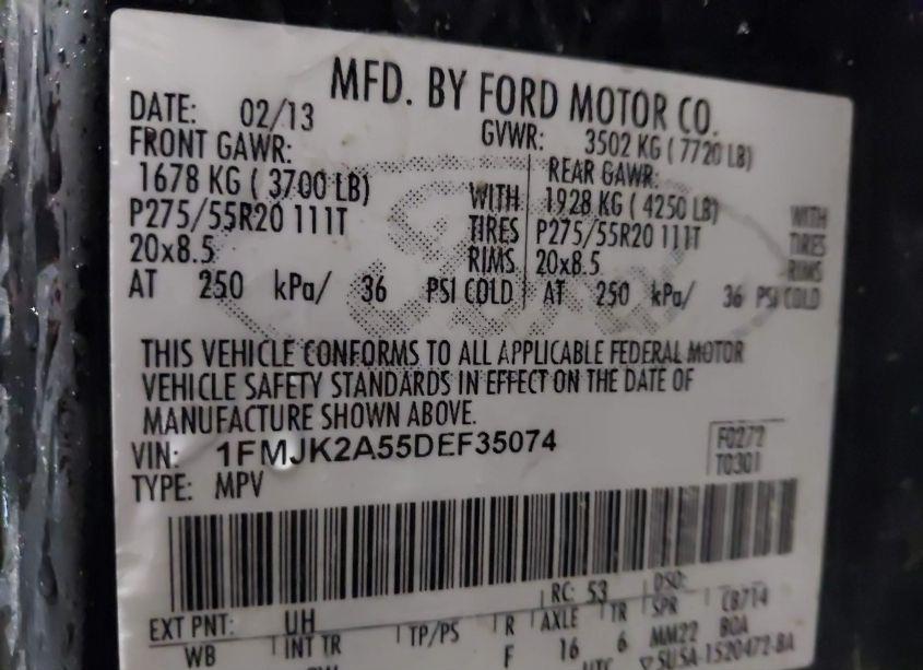 Photo 9 of 2013 Ford Expedition EL LIMITED (VIN 1FMJK2A55DEF35074)