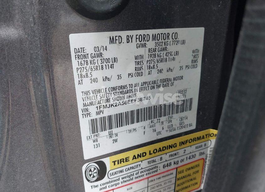 Photo 9 of 2014 Ford Expedition EL LIMITED (VIN 1FMJK2A56EEF38745)