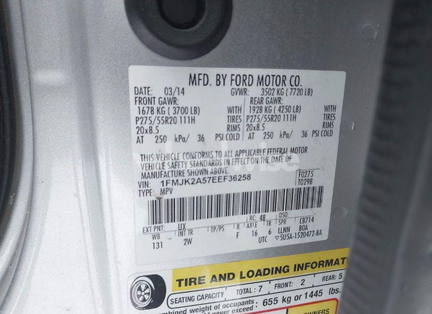 Photo 9 of 2014 Ford Expedition EL LIMITED (VIN 1FMJK2A57EEF36258)