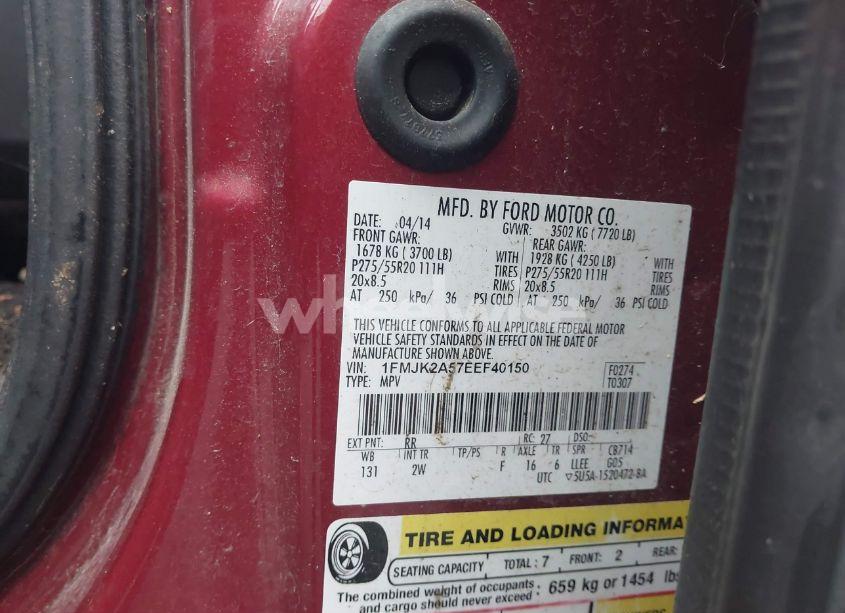 Photo 9 of 2014 Ford Expedition EL LIMITED (VIN 1FMJK2A57EEF40150)