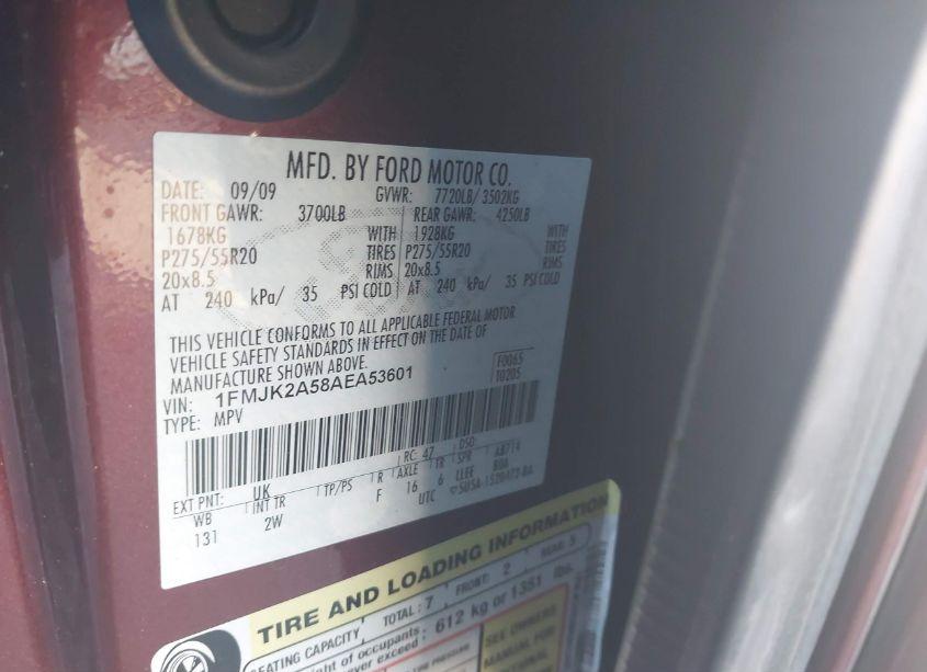 Photo 9 of 2010 Ford Expedition EL LIMITED (VIN 1FMJK2A58AEA53601)