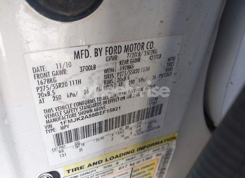 Photo 9 of 2011 Ford Expedition EL LIMITED (VIN 1FMJK2A58BEF15821)