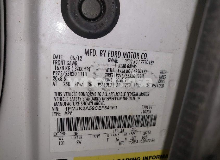 Photo 9 of 2012 Ford Expedition EL LIMITED (VIN 1FMJK2A59CEF54161)