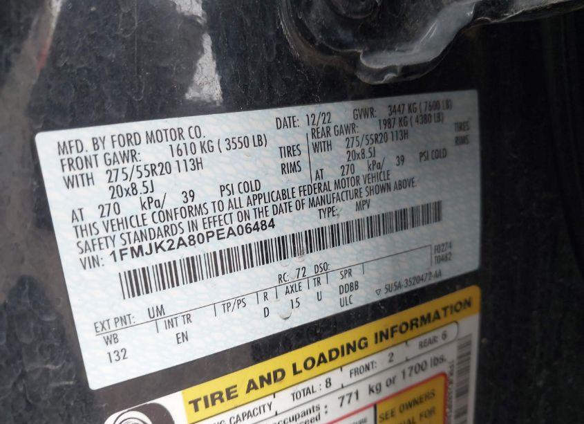 Photo 9 of 2023 Ford Expedition LIMITED MAX (VIN 1FMJK2A80PEA06484)