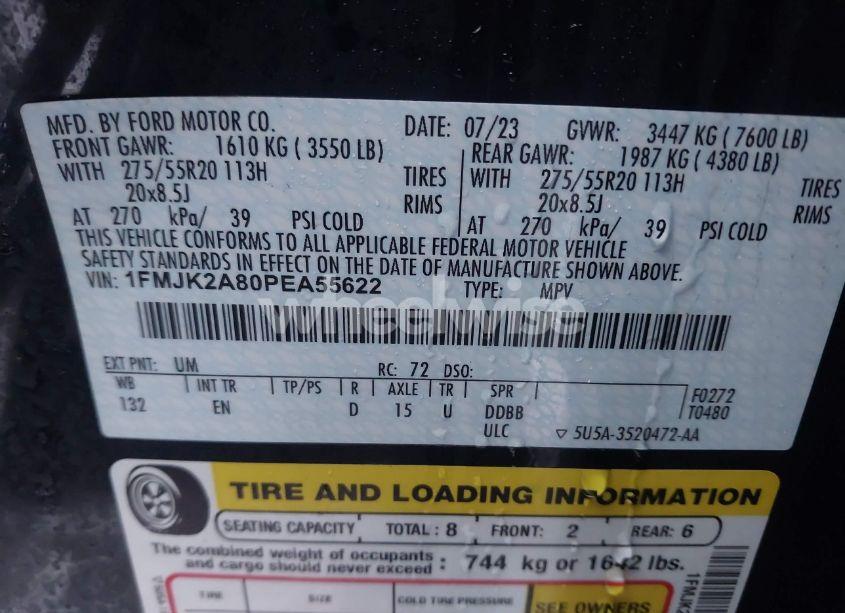 Photo 9 of 2023 Ford Expedition LIMITED MAX (VIN 1FMJK2A80PEA55622)