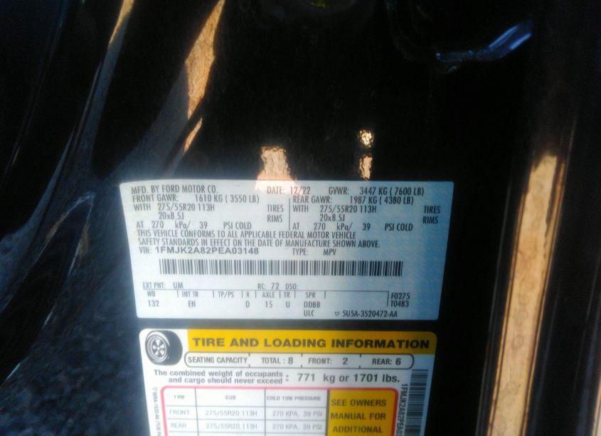 Photo 9 of 2023 Ford Expedition LIMITED MAX (VIN 1FMJK2A82PEA03148)