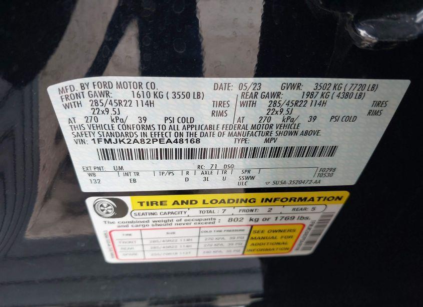 Photo 9 of 2023 Ford Expedition LIMITED MAX (VIN 1FMJK2A82PEA48168)