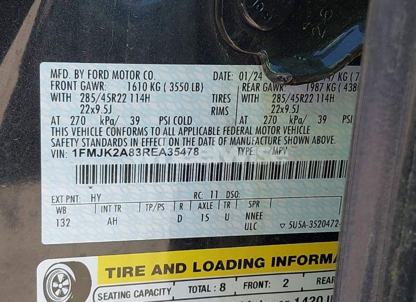 Photo 9 of 2024 Ford Expedition LIMITED MAX (VIN 1FMJK2A83REA35478)