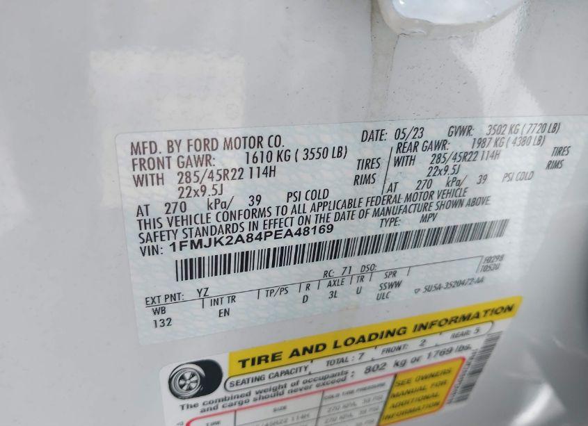 Photo 9 of 2023 Ford Expedition LIMITED MAX (VIN 1FMJK2A84PEA48169)