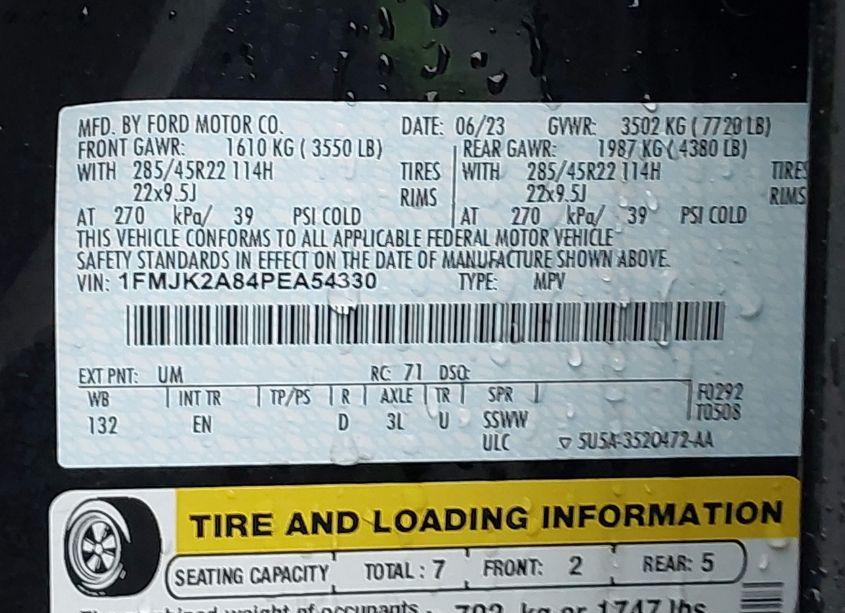 Photo 9 of 2023 Ford Expedition LIMITED MAX (VIN 1FMJK2A84PEA54330)