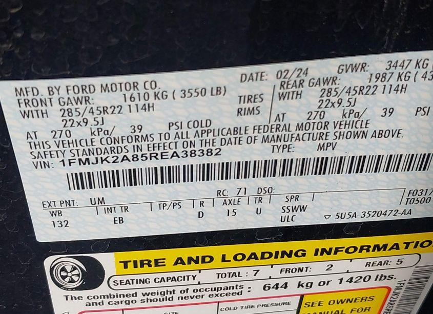 Photo 9 of 2024 Ford Expedition LIMITED MAX (VIN 1FMJK2A85REA38382)