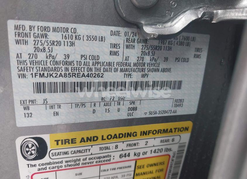 Photo 9 of 2024 Ford Expedition LIMITED MAX (VIN 1FMJK2A85REA40262)