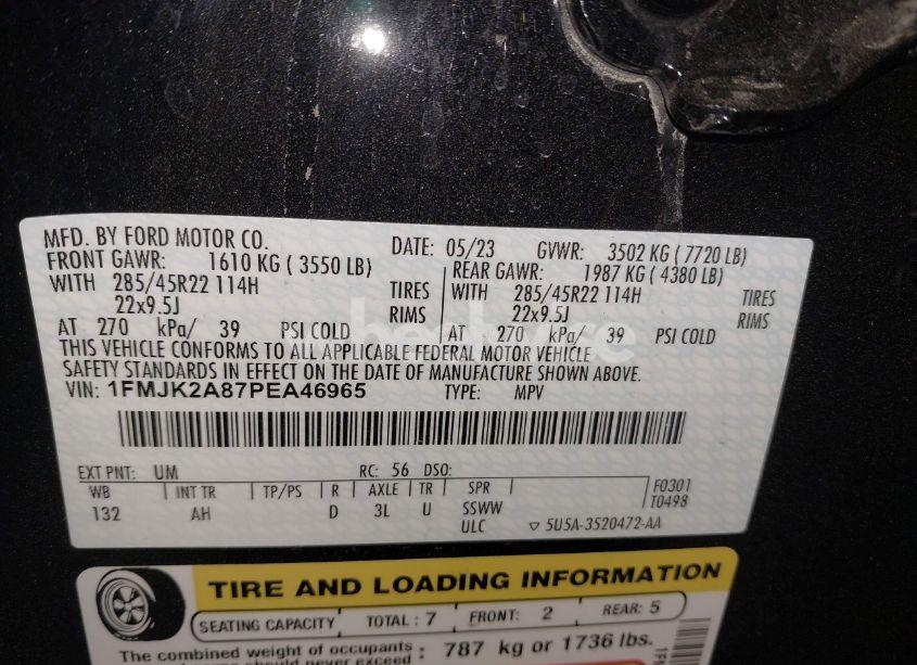 Photo 9 of 2023 Ford Expedition LIMITED MAX (VIN 1FMJK2A87PEA46965)