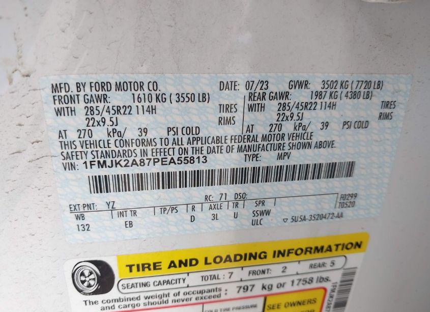 Photo 9 of 2023 Ford Expedition LIMITED MAX (VIN 1FMJK2A87PEA55813)