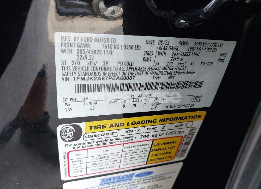 Photo 9 of 2023 Ford Expedition LIMITED MAX (VIN 1FMJK2A87PEA60087)