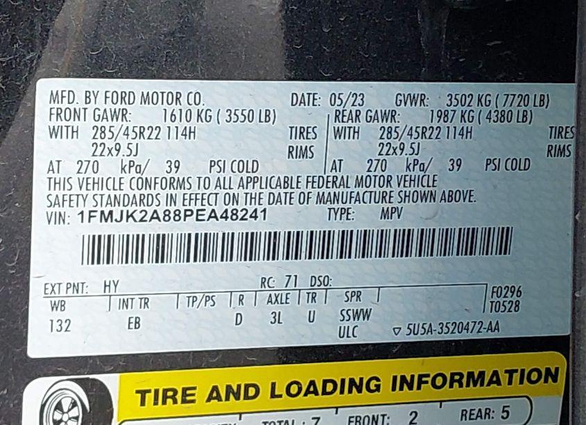 Photo 9 of 2023 Ford Expedition LIMITED MAX (VIN 1FMJK2A88PEA48241)