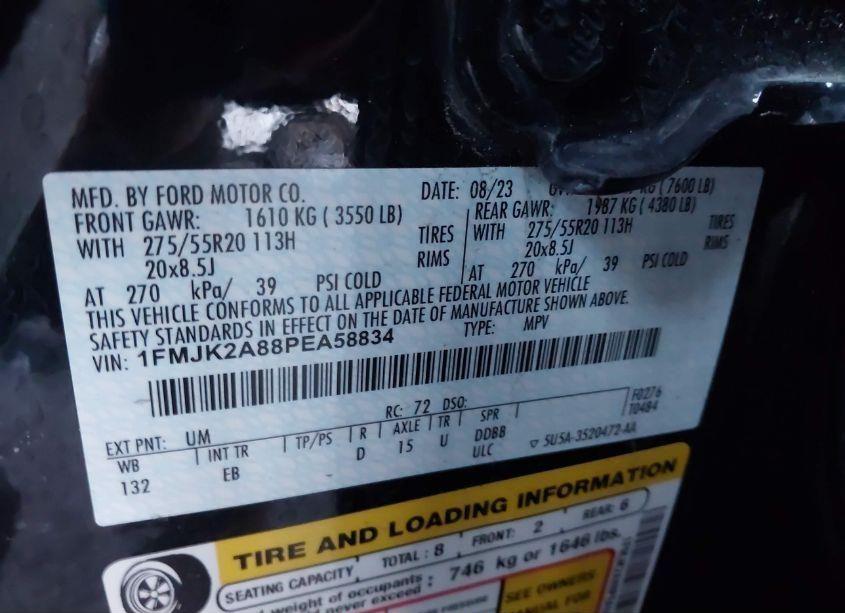 Photo 11 of 2023 Ford Expedition LIMITED MAX (VIN 1FMJK2A88PEA58834)