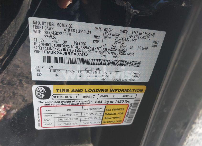 Photo 9 of 2024 Ford Expedition LIMITED MAX (VIN 1FMJK2A88REA37582)