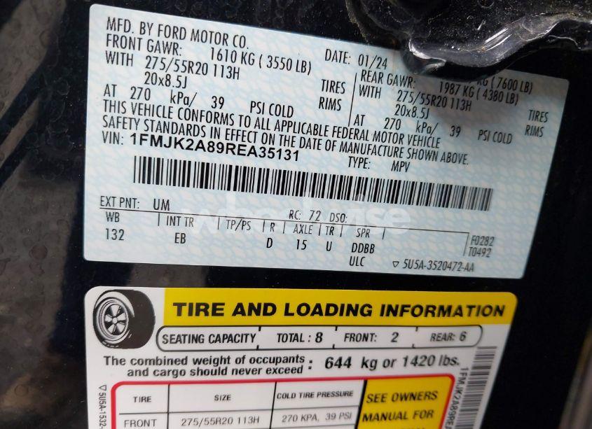 Photo 9 of 2024 Ford Expedition LIMITED MAX (VIN 1FMJK2A89REA35131)