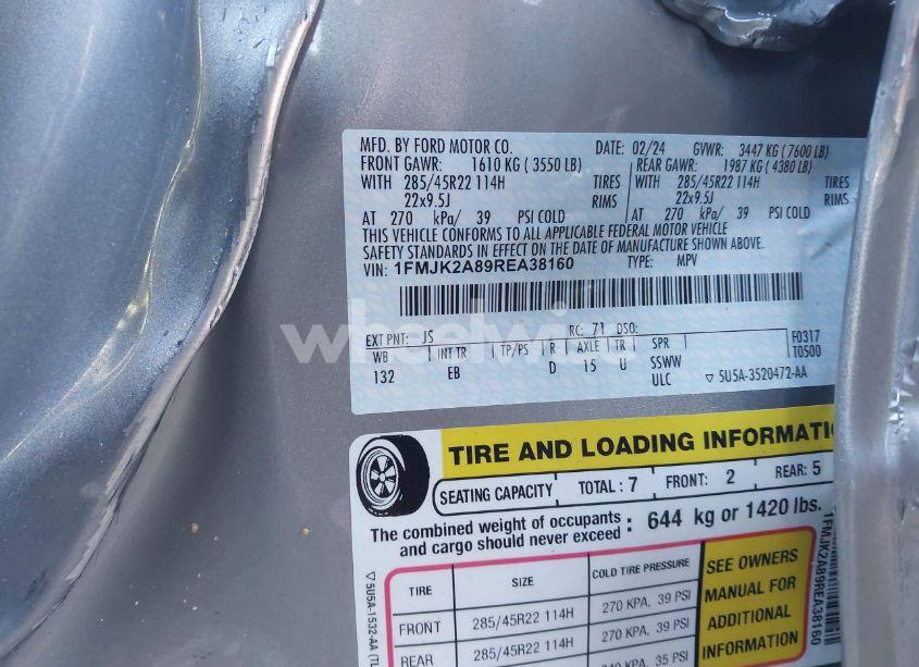 Photo 9 of 2024 Ford Expedition LIMITED MAX (VIN 1FMJK2A89REA38160)