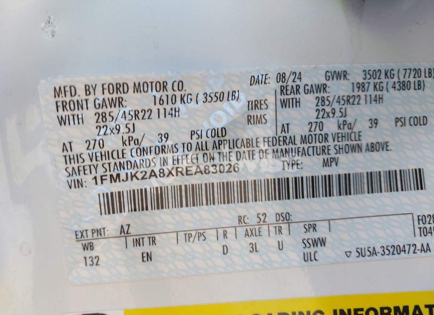 Photo 9 of 2024 Ford Expedition LIMITED MAX (VIN 1FMJK2A8XREA83026)