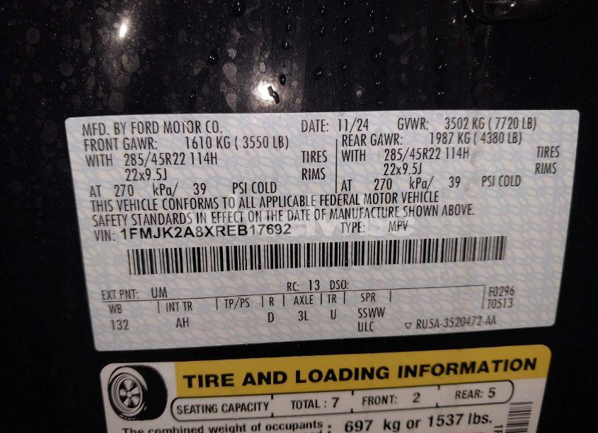 Photo 9 of 2024 Ford Expedition LIMITED MAX (VIN 1FMJK2A8XREB17692)