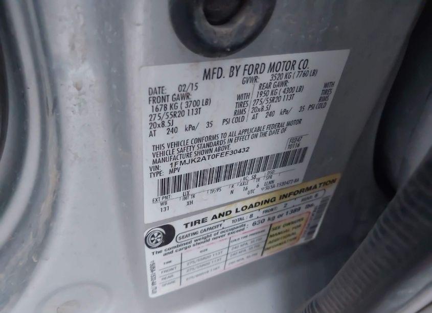 Photo 9 of 2015 Ford Expedition EL LIMITED (VIN 1FMJK2AT0FEF30432)