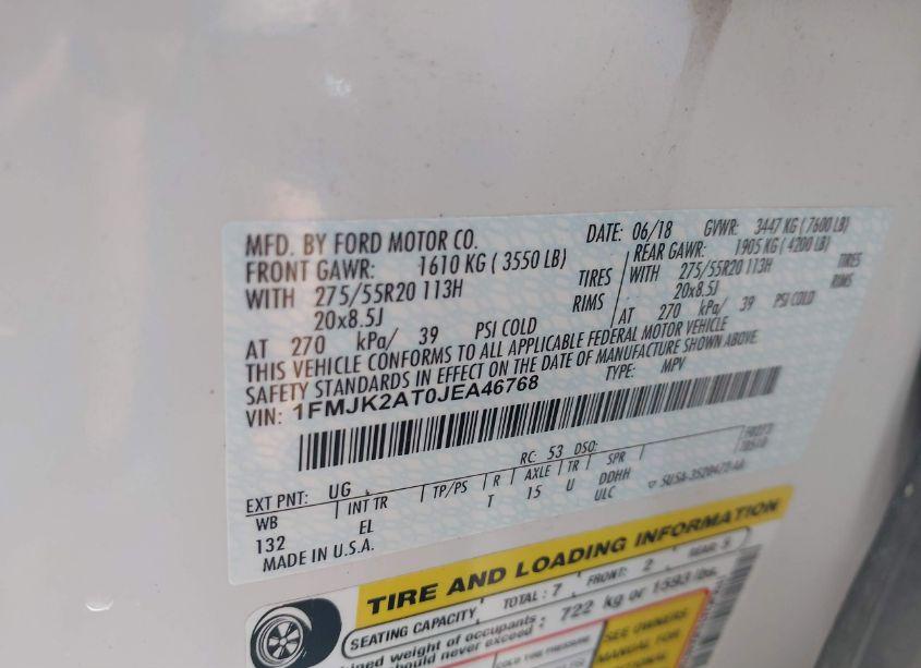 Photo 9 of 2018 Ford Expedition MAX LIMITED (VIN 1FMJK2AT0JEA46768)