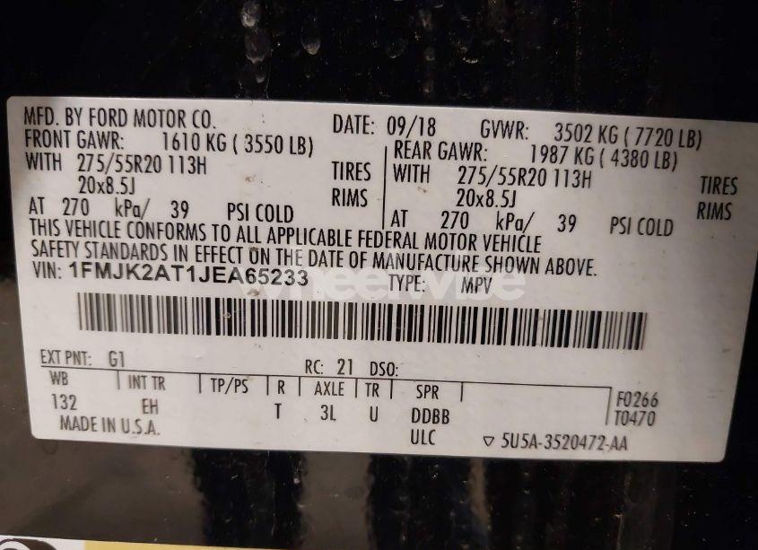 Photo 9 of 2018 Ford Expedition MAX LIMITED (VIN 1FMJK2AT1JEA65233)