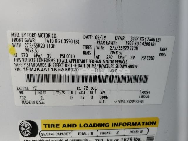 Photo 3 of 2019 FORD EXPEDITION MAX LIMITED (VIN 1FMJK2AT1KEA58929)