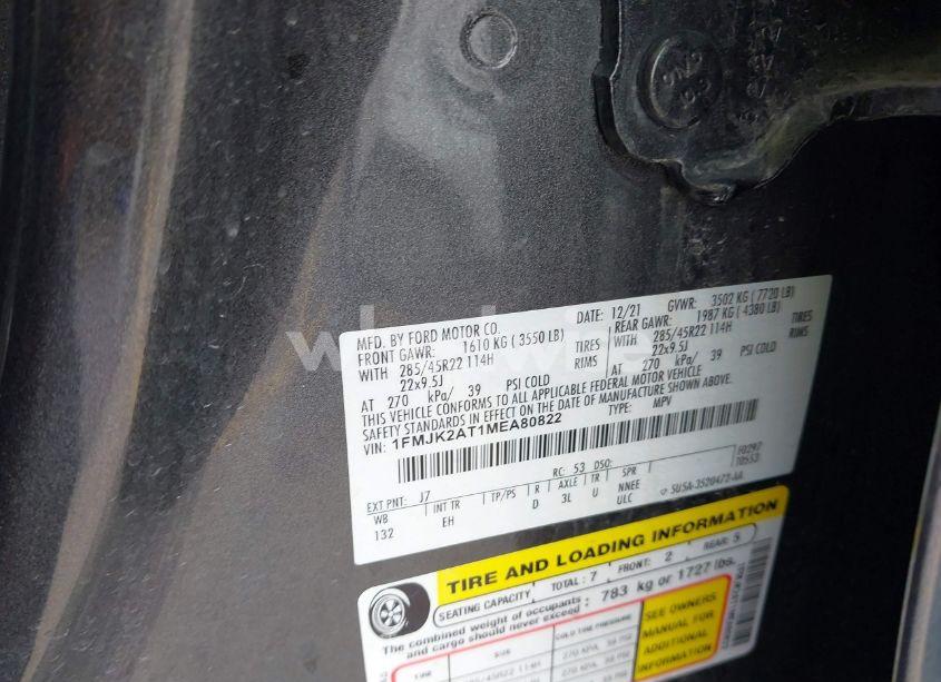 Photo 9 of 2021 Ford Expedition LIMITED MAX (VIN 1FMJK2AT1MEA80822)