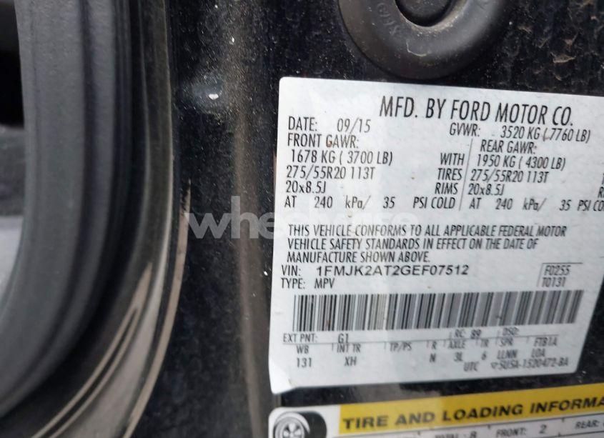 Photo 9 of 2016 Ford Expedition EL LIMITED (VIN 1FMJK2AT2GEF07512)