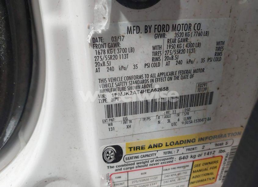 Photo 9 of 2017 Ford Expedition EL LIMITED (VIN 1FMJK2AT4HEA62658)