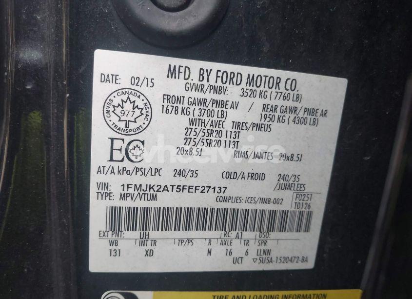 Photo 9 of 2015 Ford Expedition MAX LIMITED (VIN 1FMJK2AT5FEF27137)