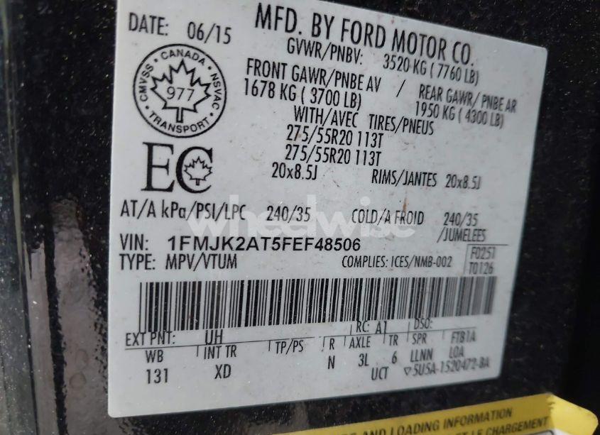 Photo 9 of 2015 Ford Expedition MAX LIMITED (VIN 1FMJK2AT5FEF48506)