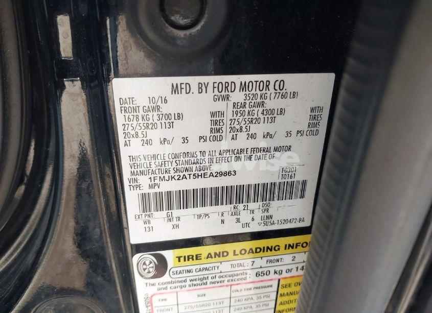 Photo 9 of 2017 Ford Expedition EL LIMITED (VIN 1FMJK2AT5HEA29863)