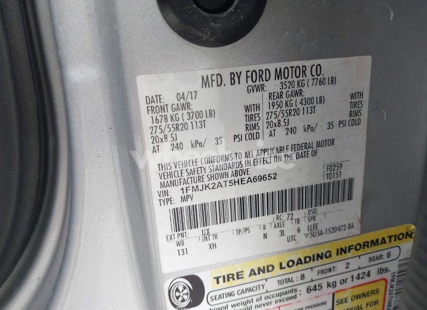 Photo 9 of 2017 Ford Expedition EL LIMITED (VIN 1FMJK2AT5HEA69652)